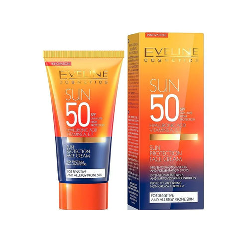 كريم الوجه من إيفلين Eveline Cosmetics بمعامل حماية SPF 50 – واقي شمسي عالي الحماية للاستخدام اليومي